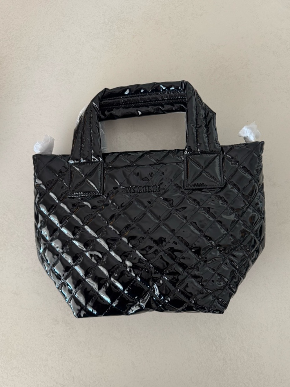NWT MZ Wallace Mini Metro Tote Deluxe, Black Lacquer